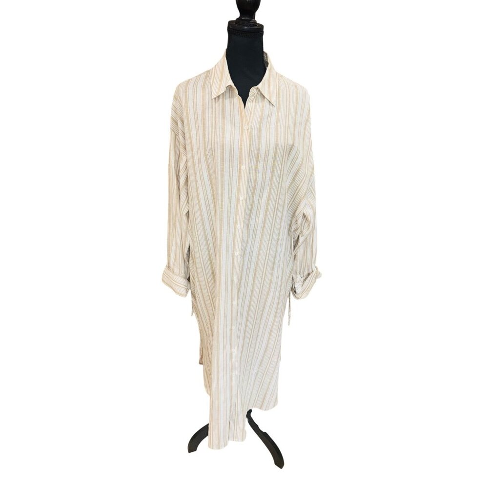 Gibson Latimer Cream Linen Shirt Dress - Picture 2 of 10